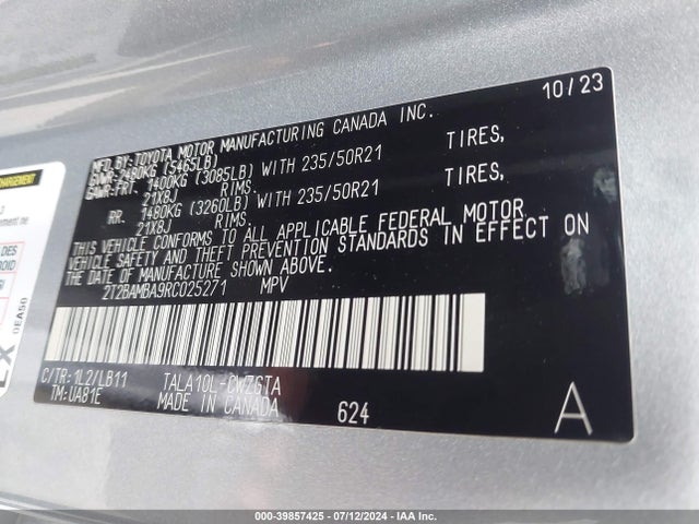 Lexus Rx 350 Premium Plus 2024 2T2BAMBA9RC025271 Image 9