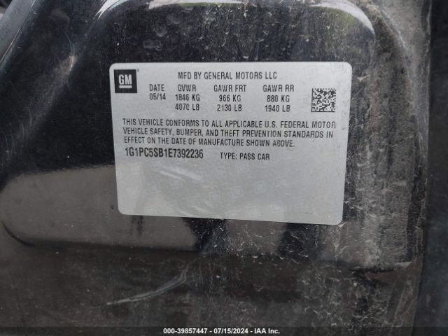 1G1PC5SB1E7392236 Chevrolet Cruze 1lt Auto