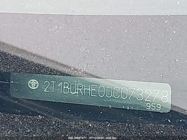 Toyota COROLLA LE 2018 2T1BURHE0JC073278 Image 9