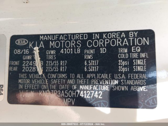 KNDJP3A50H7412742 KIA SOUL +