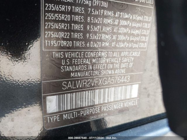 SALWR2VFXGA576443 Land Rover Range Rover Sport 3.0l V6 Supercharged Hse