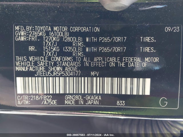 JTEEU5JR5P5304177 Toyota 4RUNNER SR5
