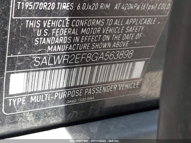 SALWR2EF8GA563898 Land Rover Range Rover Sport 5.0l V8 Supercharged/5.0l V8 Supercharged Dynamic