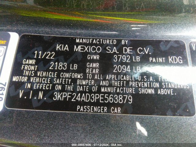 3KPF24AD3PE563879 KIA Forte Lxs