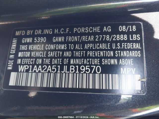 WP1AA2A51JLB19570 Porsche Macan Sport Edition