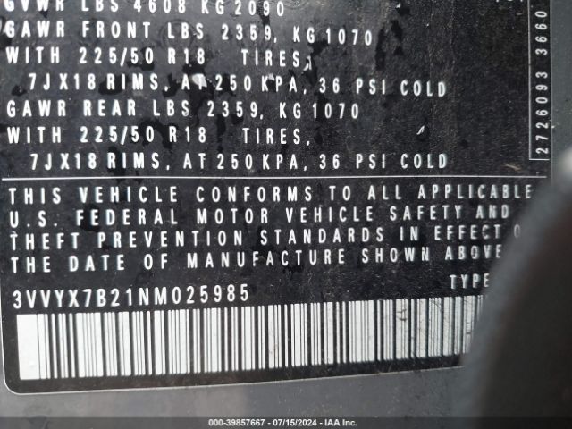 3VVYX7B21NM025985 Volkswagen Taos 1.5t Se