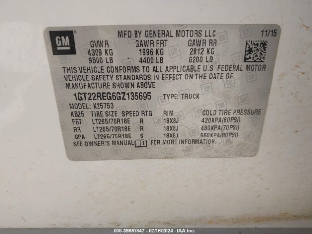1GT22REG6GZ135695 GMC SIERRA 2500HD