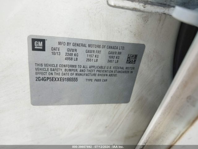 2G4GP5EXXE9186555 Buick Regal Turbo Premium I