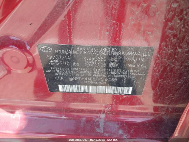 5NPDH4AE8FH558069 Hyundai Elantra Limited