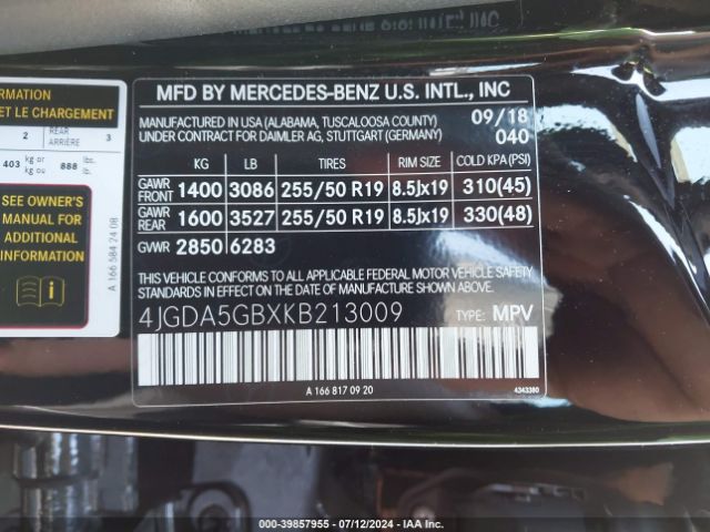 4JGDA5GBXKB213009 Mercedes-Benz Gle 400 4matic