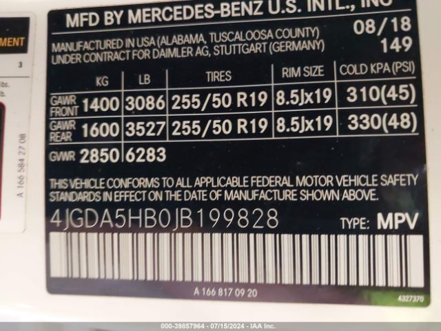 4JGDA5HB0JB199828 Mercedes-Benz Gle 350 4matic