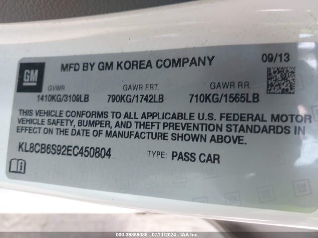 Chevrolet Spark Ls Auto 2014 KL8CB6S92EC450804 Image 9