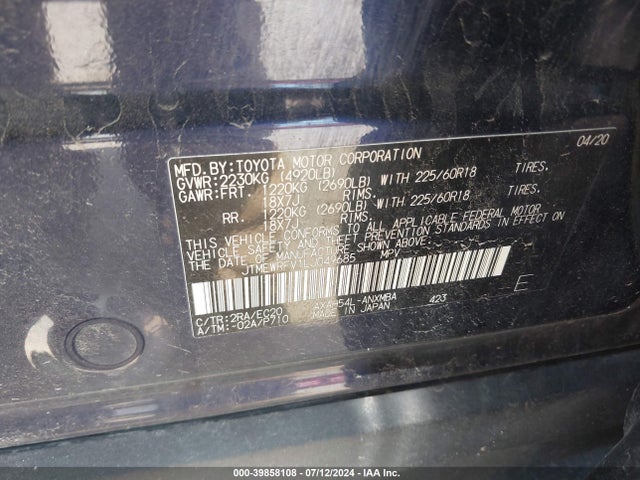 JTMEWRFV1LJ049685 Toyota Rav4 Hybrid Xse