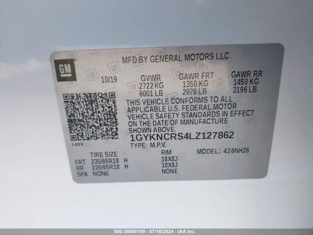 1GYKNCRS4LZ127862 Cadillac Xt5 Fwd Premium Luxury