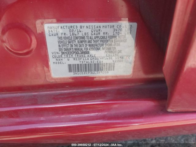 3N1CE2CP3GL389008 Nissan Versa Note S (sr)/s Plus/sl/sr/sv