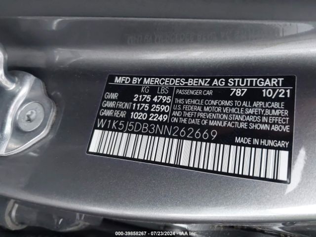 W1K5J5DB3NN262669 Mercedes-Benz Amg Cla 45 4matic