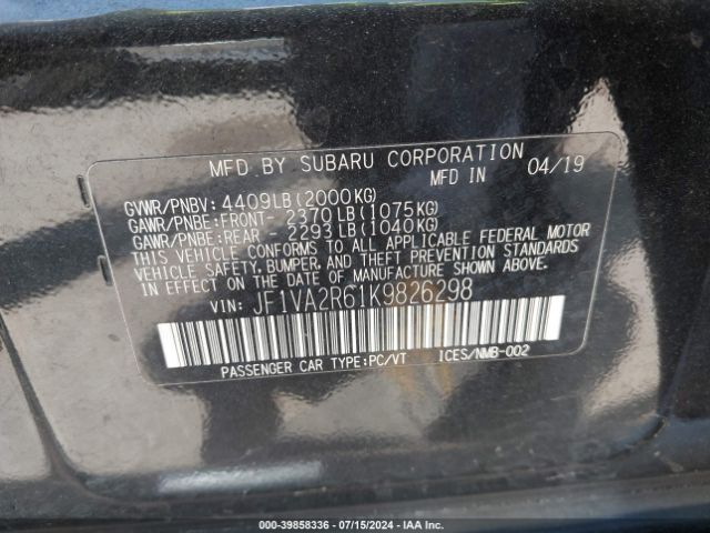 JF1VA2R61K9826298 Subaru Wrx Sti