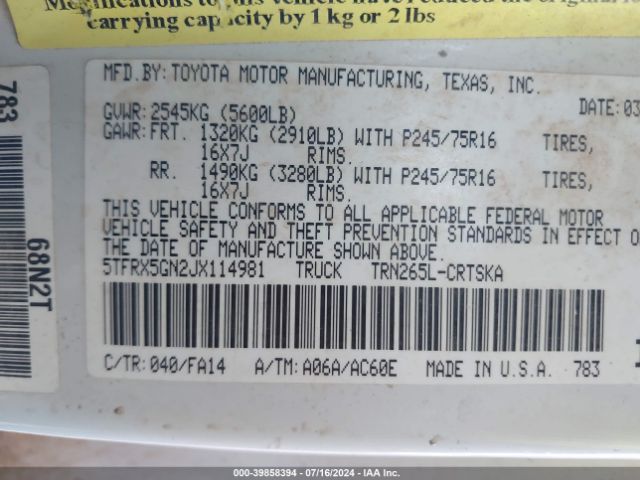 5TFRX5GN2JX114981 Toyota Tacoma Sr