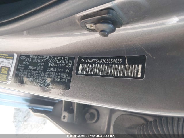 KNAFK5A87G5654638 KIA FORTE LX