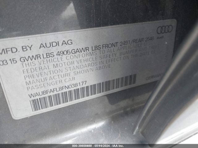 WAUBFAFL8FN038177 Audi A4 2.0t Premium