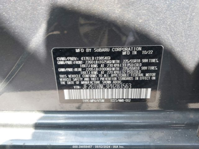 JF2GTHNC3PH283563 Subaru Crosstrek Limited