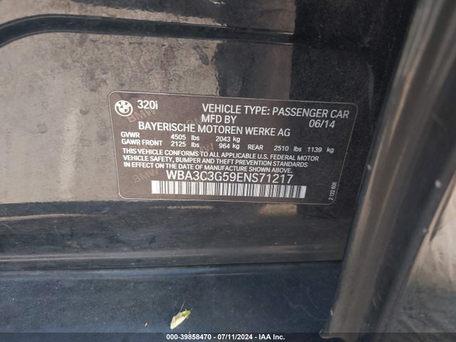 WBA3C3G59ENS71217 BMW 320i Xdrive