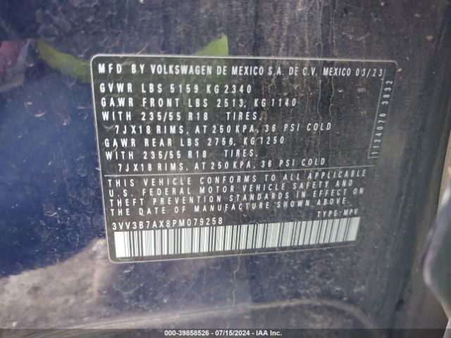 3VV3B7AX8PM079258 Volkswagen Tiguan 2.0t Se
