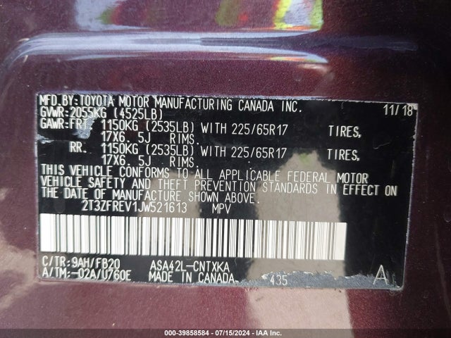 Toyota RAV4 LE 2018 2T3ZFREV1JW521613 Image 9