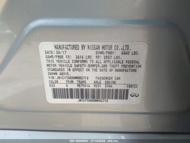 JN1CV7ARXHM682719 Infiniti Q50 2.0t Premium