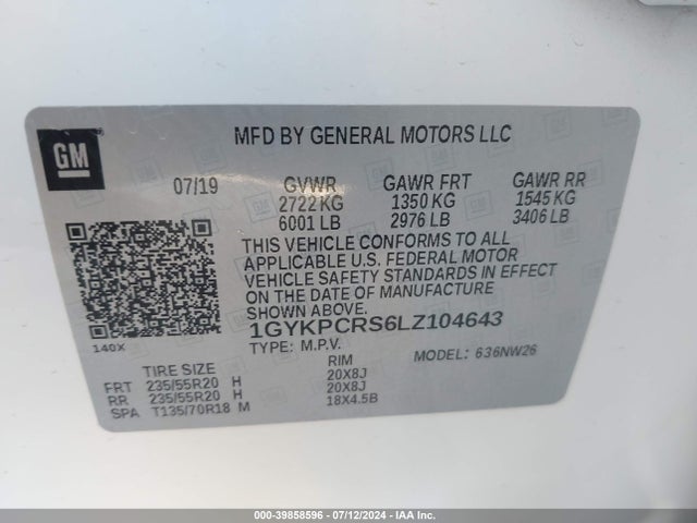 1GYKPCRS6LZ104643 Cadillac Xt6 Fwd Premium Luxury
