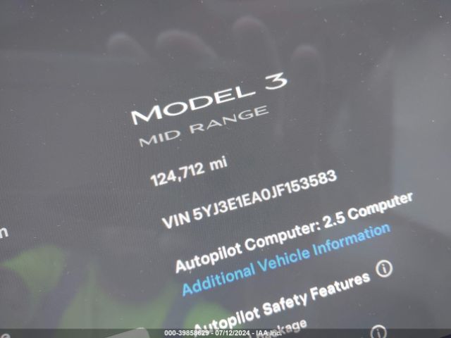 5YJ3E1EA0JF153583 Tesla Model 3 Long Range/mid Range