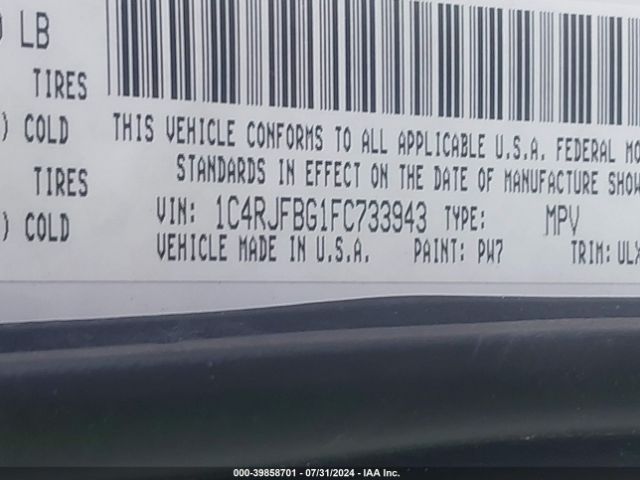 2015 JEEP GRAND CHEROKEE 1C4RJFBG1FC733943 Photo 8