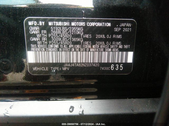 JA4J4TA82NZ037420 Mitsubishi Outlander Es 2.5 S-awc