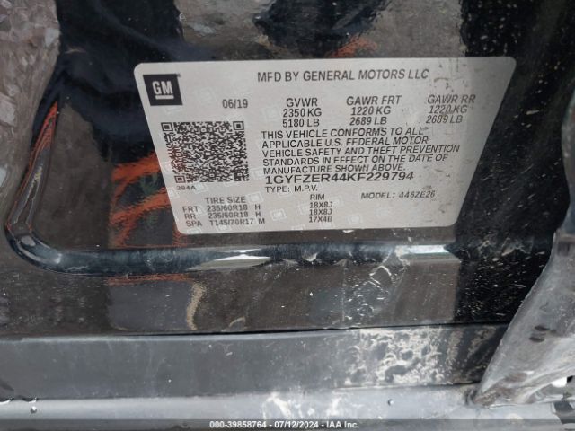 1GYFZER44KF229794 Cadillac XT4 SPORT