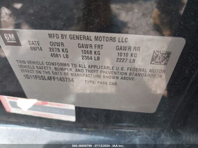 1G11F5SL4FF143734 Chevrolet Malibu 1lz