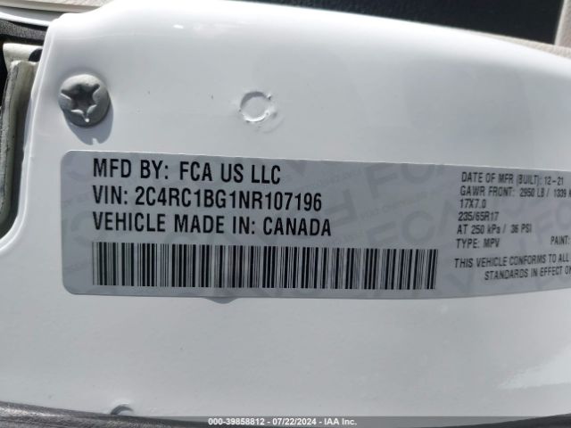 2C4RC1BG1NR107196 Chrysler Pacifica Touring L