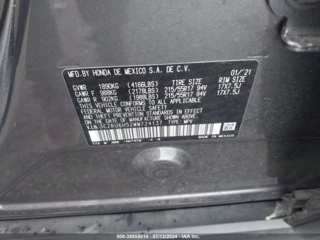 3CZRU6H52MM724137 Honda Hr-v Awd Ex
