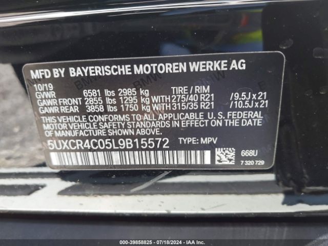 5UXCR4C05L9B15572 BMW X5 Sdrive40i