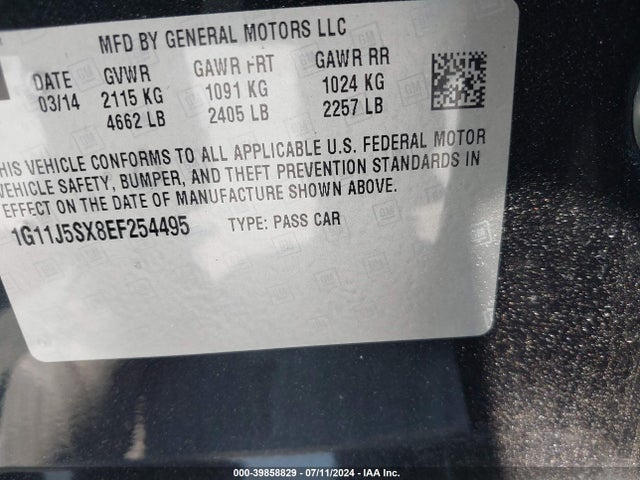 Chevrolet Malibu 2lz 2014 1G11J5SX8EF254495 Image 9