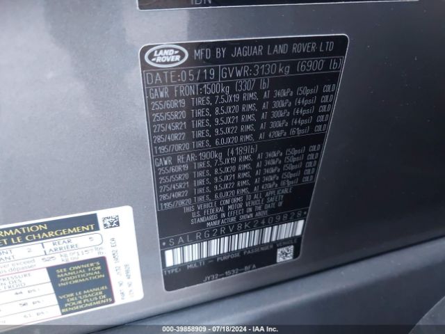 SALRG2RV8K2409828 Land Rover Discovery Se