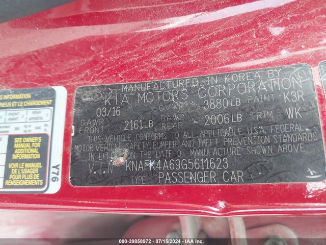 KIA FORTE LX 2016 KNAFK4A69G5611623 Image 9