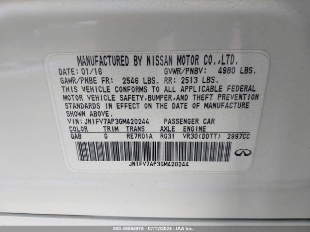 JN1FV7AP3GM420244 Infiniti Q50 3.0t Red Sport 400