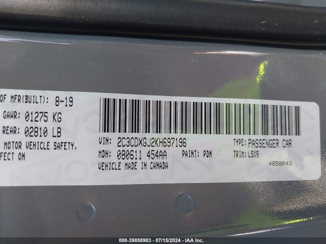 Dodge Charger Scat Pack Rwd 2019 2C3CDXGJ2KH697196 Image 9
