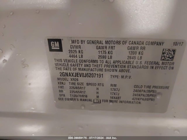 Chevrolet EQUINOX LT 2018 2GNAXJEV0J6207191 Image 9