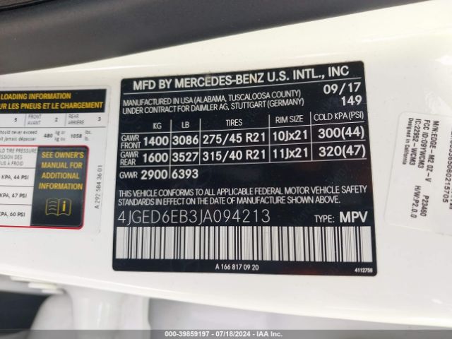 4JGED6EB3JA094213 Mercedes-Benz Amg Gle 43 Coupe 4matic