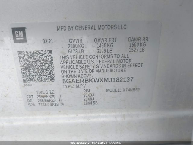 5GAERBKWXMJ182137 Buick Enclave Fwd Essence