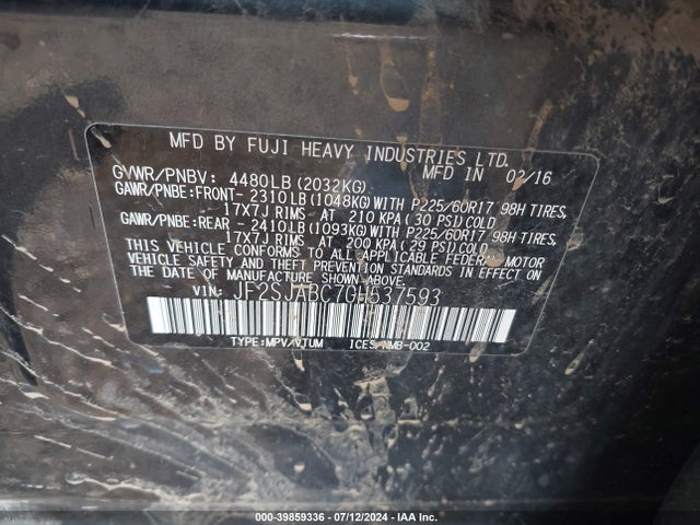 Subaru Forester 2.5i 2016 JF2SJABC7GH537593 Image 9