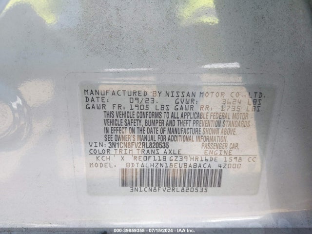 Nissan Versa 1.6 Sr 2024 3N1CN8FV2RL820535 Image 9