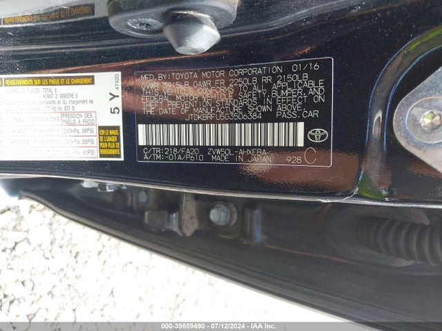 Toyota Prius Two 2016 JTDKBRFU5G3506384 Image 9