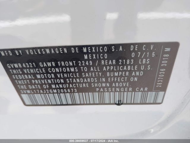 3VWL17AJ2GM205673 Volkswagen Jetta 1.8t Sel